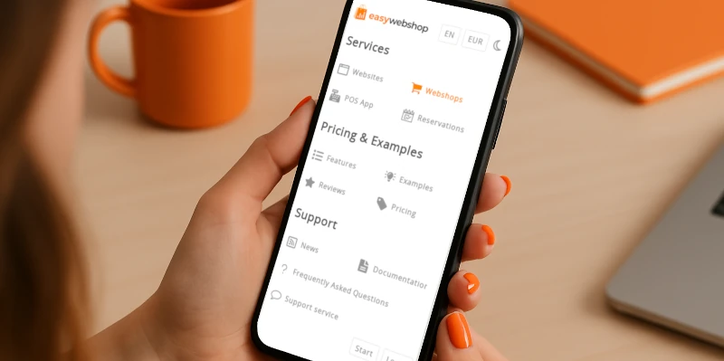 Skärmdump av den nya mobilmenyn