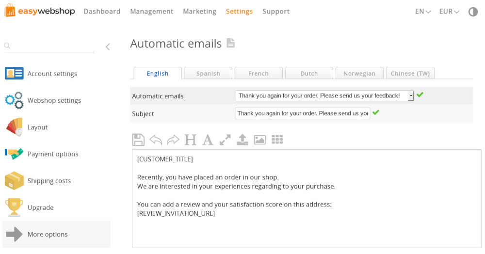 Automatisk e-post skärmdump